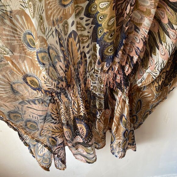 Studio 36 Kaftin Tunic SZ M/L Semi Sheer Beaded Oversized Beach Vacation Travel - Picture 8 of 9